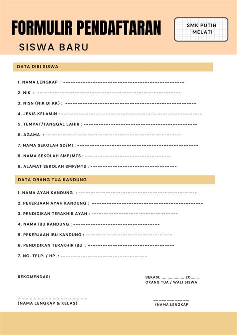 contoh formulir pendaftaran siswa baru terkait sesi premium like real dan level menantang image 3